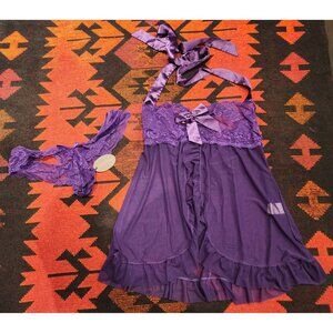 Avidlove Women's Babydoll Lingerie Lace Splicing Chemises set XXL Halter